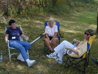 The wives relaxing while husbands have fun